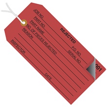 Inspection Tags 2 Part - Numbered 000-499 - Pre-Strung image