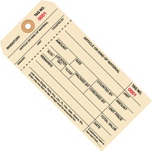 6 1/4 x 3 1/8" - (0000-0999) Inventory Tags 1 Part Stub Style #8 image