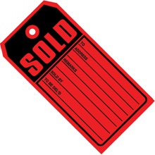 4 3/4 x 2 3/8" - "Sold Tags" 10 Point Card Stock image