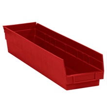 23 5/8 x 4 1/8 x 4" Red Plastic Shelf Bin Boxes image