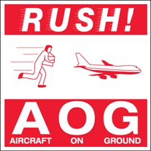 4 x 4" - "Rush AOG - Aircraft On Ground" Labels image
