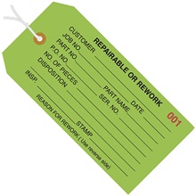 4 3/4 x 2 3/8" - "Repairable or Rework" Inspection Tags - Pre-Strung image