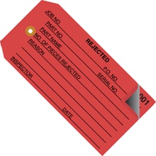 4 3/4 x 2 3/8" - "Rejected" Inspection Tags 2 Part - Numbered 000 - 499 image