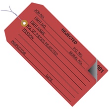 4 3/4 x 2 3/8" - "Rejected" Inspection Tags 2 Part - Numbered 000 - 499 - Pre-Wired image