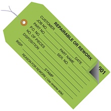 4 3/4 x 2 3/8" - "Repairable or Rework" Inspection Tags 2 Part - Numbered 000 - 499 - Pre-Wired image