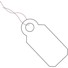 3/8 x 13/16"  White Merchandise Tags - Pre-Strung Magenta String image