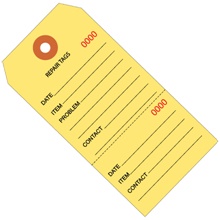 4 3/4 x 2 3/8" Yellow Repair Tags Consecutively Numbered image