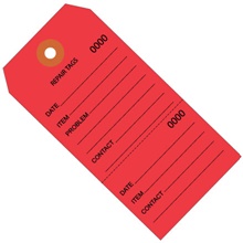 4 3/4 x 2 3/8" Red Repair Tags Consecutively Numbered image