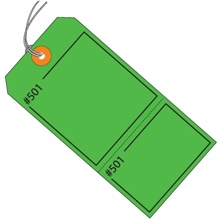 4 3/4 x 2 3/8" Green Claim Tags Consecutively Numbered - Pre-Strung image