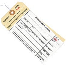 6 1/4" x 3 1/8 - (2500-2999) Inventory Tags  2 Part Carbonless Stub Style #8 - Pre-Wired image