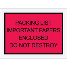 4 1/2 x 6" Red "Important Papers Enclosed" Envelopes image