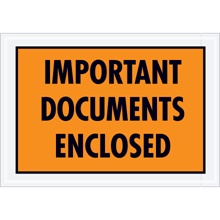 5 1/4 x 7 1/2" Orange "Important Documents Enclosed" Envelopes image