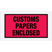 5 1/2 x 10" Red "Customs Papers Enclosed" Envelopes image