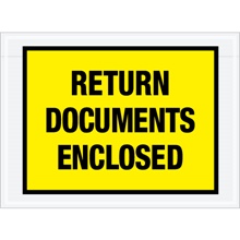 7 1/2 x 5 1/2" Yellow "Return Documents Enclosed" Envelopes image