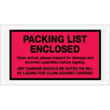 5 1/2 x 10" Red "Packing List Enclosed" Envelopes image