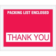 4 1/2 x 5 1/2" Red "Packing List Enclosed - Thank You" Envelopes image