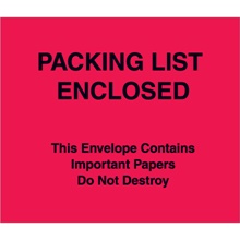 7 x 6" Red (Paper Face) "Packing List Enclosed" Important Papers Enclosed Envelopes image