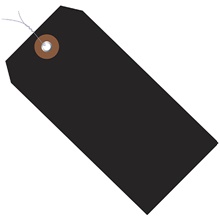 4 3/4 x 2 3/8" Black Plastic Shipping Tags - Pre-Wired image