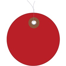 2" Red Plastic Circle Tags - Pre-Wired image