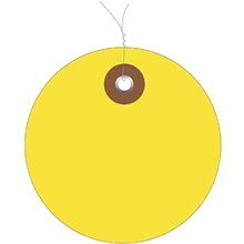 2" Yellow Plastic Circle Tags - Pre-Wired image