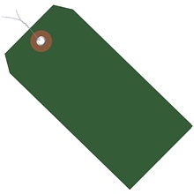 4 3/4 x 2 3/8" Green Plastic Shipping Tags - Pre-Wired image