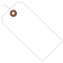 4 3/4 x 2 3/8" White Plastic Shipping Tags - Pre-Wired image