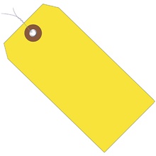 4 3/4 x 2 3/8" Yellow Plastic Shipping Tags - Pre-Wired image