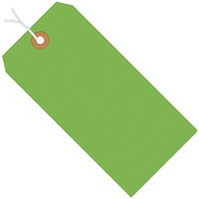 2 3/4 x 1 3/8" Fluorescent Green 13 Pt. Shipping Tags - Pre-Strung image