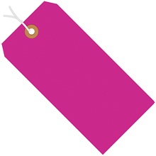2 3/4 x 1 3/8" Fluorescent Pink 13 Pt. Shipping Tags - Pre-Strung image