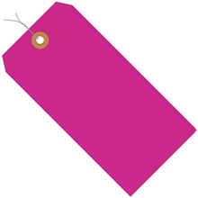 2 3/4 x 1 3/8" Fluorescent Pink 13 Pt. Shipping Tags - Pre-Wired image