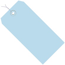 2 3/4 x 1 3/8" Light Blue 13 Pt. Shipping Tags - Pre-Wired image