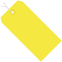 2 3/4 x 1 3/8" Yellow 13 Pt. Shipping Tags - Pre-Strung image