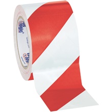 3" x 36 yds. Red/White Tape Logic® Striped Vinyl Safety Tape image